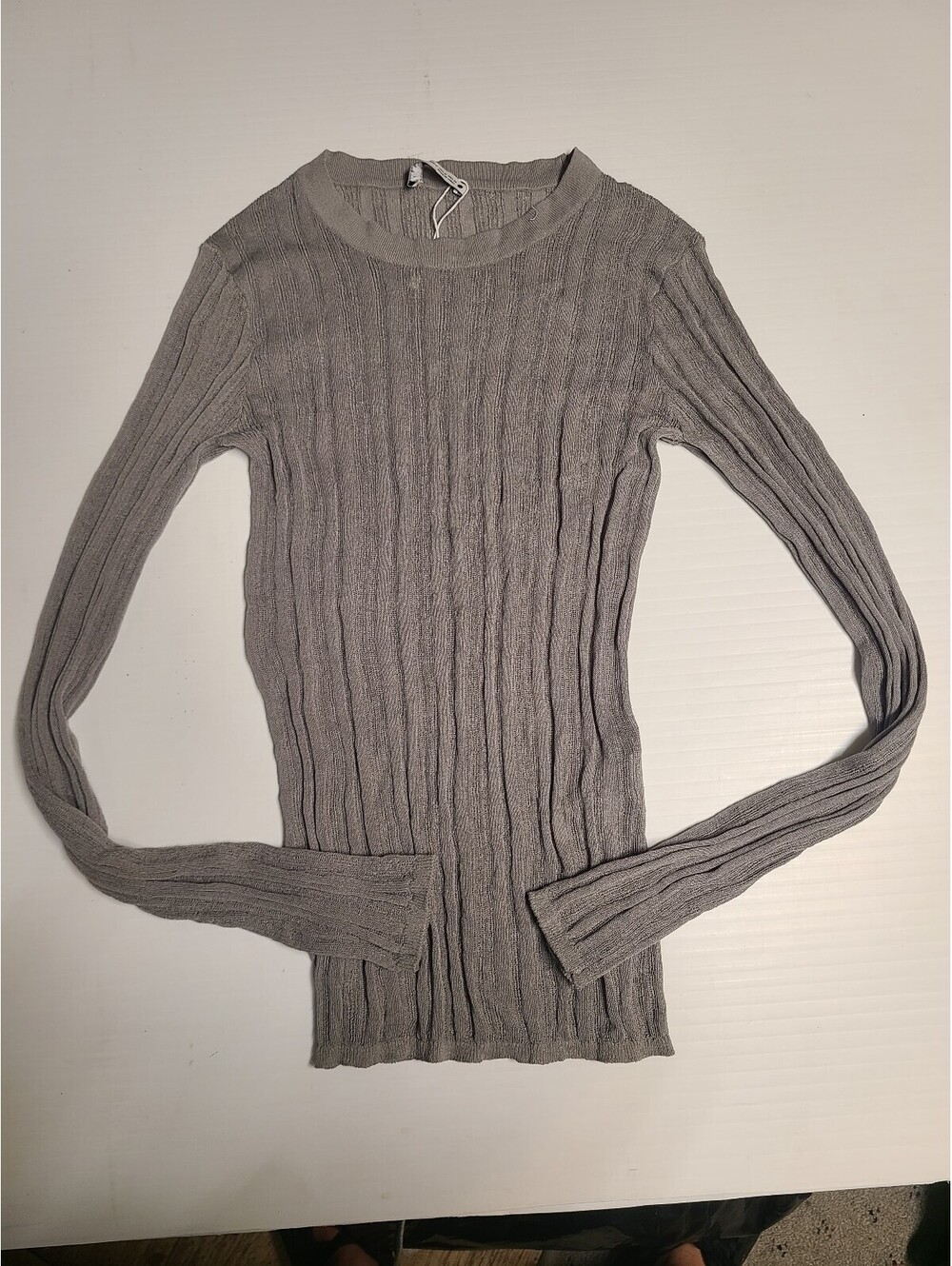 Zara sheer ribbed long-sleeve knit top Size M 8779/004/826